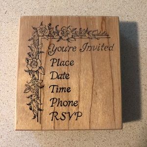 INVITATION Rubber Stamp. Make your own, save money
